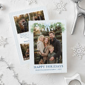 Cartes Pour Fêtes Annuelles Whimsical Grandmillenial Blue Bow Family Photo