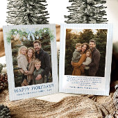 Cartes Pour Fêtes Annuelles Whimsical Grandmillenial Blue Bow Family Photo