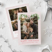 Cartes Pour Fêtes Annuelles Whimsical Grandmillenial Blue Bow Family Photo