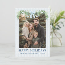 Whimsical Grandmillenial Blue Bow Family Photo