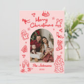 Cartes Pour Fêtes Annuelles Whimsical Hand Drawn Arch Photo Christmas (Debout devant)