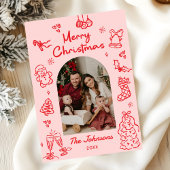 Cartes Pour Fêtes Annuelles Whimsical Hand Drawn Arch Photo Christmas