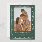 Cartes Pour Fêtes Annuelles Whimsical Hand-Drawn Bow Frame Green 2 Photo (Devant)