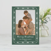 Cartes Pour Fêtes Annuelles Whimsical Hand-Drawn Bow Frame Green 2 Photo (Debout devant)