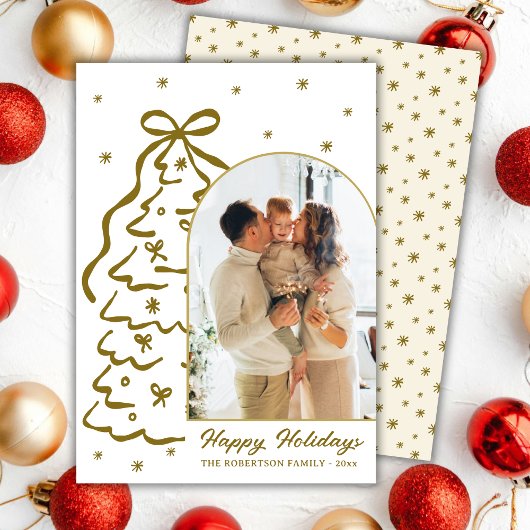 Cartes Pour Fêtes Annuelles Whimsical Hand-Drawn Christmas Tree Arch Photo