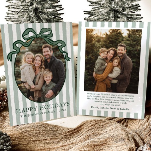 Cartes Pour Fêtes Annuelles Whimsical Hand Drawn Coquette Bow Family Photo