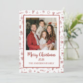 Cartes Pour Fêtes Annuelles Whimsical Hand Drawn Doodle Red (Debout devant)