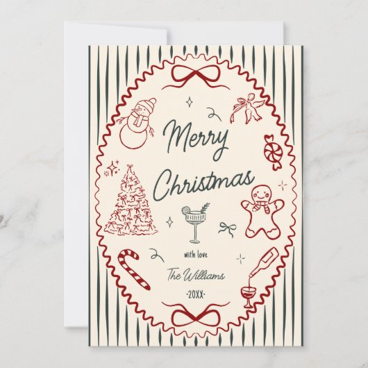 Cartes Pour Fêtes Annuelles Whimsical Hand Drawn Doodles Christmas Photo (Devant)