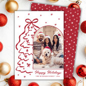 Cartes Pour Fêtes Annuelles Whimsical Hand-Drawn Red Christmas Tree Arch Photo