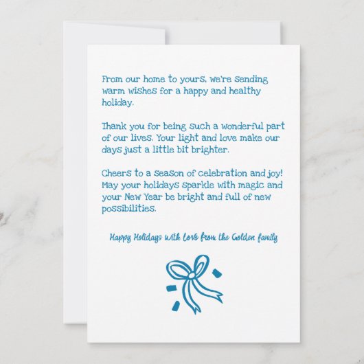 Cartes Pour Fêtes Annuelles Whimsical Hanukkah Cute Custom Arch PHOTO (Dos)