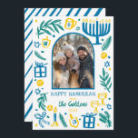 Cartes Pour Fêtes Annuelles Whimsical Hanukkah Cute Custom Arch PHOTO<br><div class="desc">Perfect cute card for a fun holiday greeting! Hand made art for you! Perfect for a winter, hanukkah, holiday party or other event. FULLY CUSTOMIZABLE! Click on “Personalize” above to edit the text and add your own photos. Click "edit using design tool" to adjust the fonts, colors and placements. (check...</div>