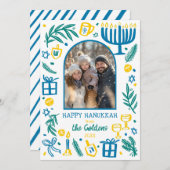 Cartes Pour Fêtes Annuelles Whimsical Hanukkah Cute Custom Arch PHOTO (Devant / Derrière)