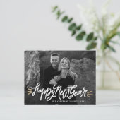 Cartes Pour Fêtes Annuelles Whimsical Happy New Year Script Photo (Debout devant)