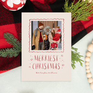 Cartes Pour Fêtes Annuelles Whimsical manuscrit Joyeux Noël Rouge