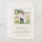 Cartes Pour Fêtes Annuelles Whimsical manuscrit Joyeux Noël vert (Devant)