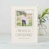 Cartes Pour Fêtes Annuelles Whimsical manuscrit Joyeux Noël vert (Debout devant)