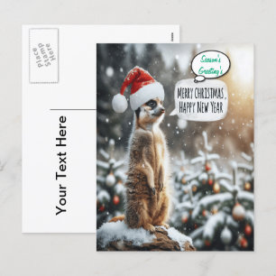 Cartes Pour Fêtes Annuelles Whimsical Meerkat Christmas Père Noël