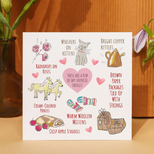 Cartes Pour Fêtes Annuelles Whimsical Mes Choses Préférées Valentine Dessinée 