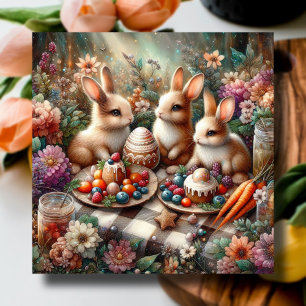 Cartes Pour Fêtes Annuelles Whimsical mignon Bunny Brunch Chrétien Pâques