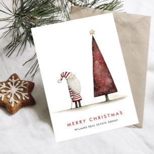 Cartes Pour Fêtes Annuelles Whimsical Minimal Santa Claus Christmas Corporate