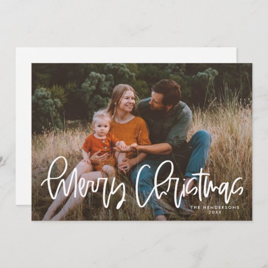 Cartes Pour Fêtes Annuelles Whimsical Modern Script Joyeux Noël Photo (Devant / Derrière)