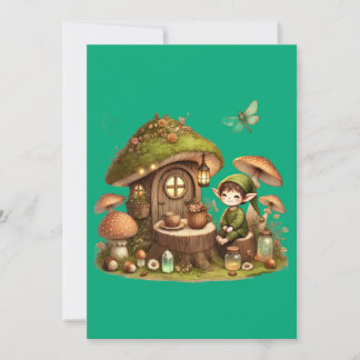 Cartes Pour Fêtes Annuelles "Whimsical Mushroom Cottage Greeting Card