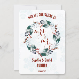 Cartes Pour Fêtes Annuelles Whimsical Notre première couronne d'hiver de Noël