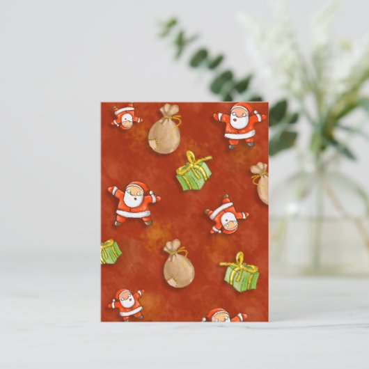 Cartes Pour Fêtes Annuelles whimsical père Noël et présente motif (Debout devant)