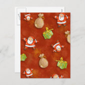 Cartes Pour Fêtes Annuelles whimsical père Noël et présente motif (Devant / Derrière)