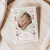 Cartes Pour Fêtes Annuelles Whimsical Pink Sage Nutcracker Bow Frame