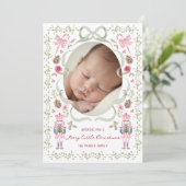 Cartes Pour Fêtes Annuelles Whimsical Pink Sage Nutcracker Bow Frame (Debout devant)