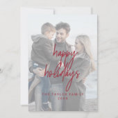 Cartes Pour Fêtes Annuelles Whimsical Red Happy Holidays 2 Photos verticales (Devant)