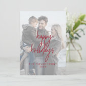 Cartes Pour Fêtes Annuelles Whimsical Red Happy Holidays 2 Photos verticales (Debout devant)