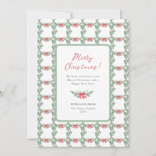 Cartes Pour Fêtes Annuelles Whimsical Retro Blanc | Joyeux Noël photo Retour (Devant)