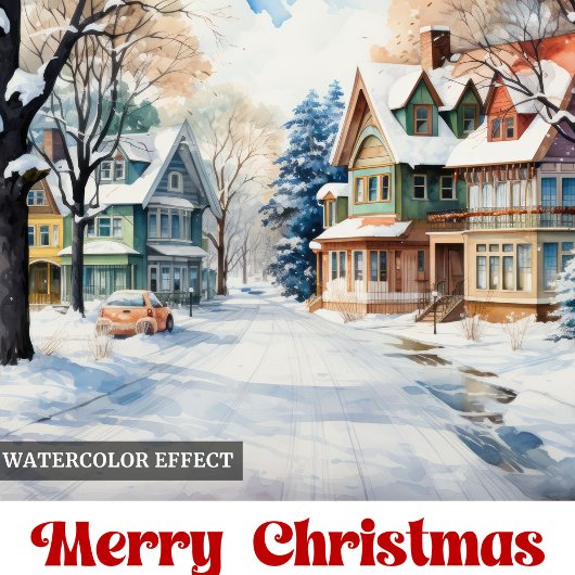 Cartes Pour Fêtes Annuelles Whimsical rustic Christmas scene bright city art