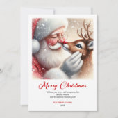 Cartes Pour Fêtes Annuelles Whimsical Santa With Rudolph Holiday Greeting Card (Devant)