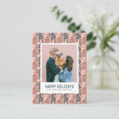 Cartes Pour Fêtes Annuelles Whimsical Scandi Pink Foliage Motif Photo de famil (Debout devant)