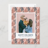 Cartes Pour Fêtes Annuelles Whimsical Scandi Pink Foliage Motif Photo de famil (Devant / Derrière)