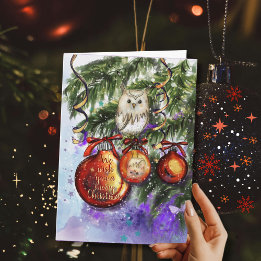 Cartes Pour Fêtes Annuelles Whimsical Snowy Owl Christmas Ornament 