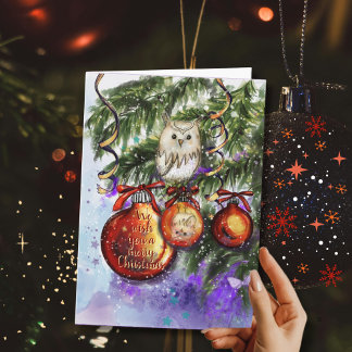Cartes Pour Fêtes Annuelles Whimsical Snowy Owl Christmas Ornament 