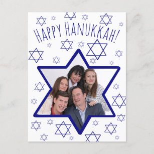 Cartes Pour Fêtes Annuelles Whimsical Star of David Photo Frame Happy Hanukkah