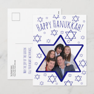 Cartes Pour Fêtes Annuelles Whimsical Star of David Photo Frame Happy Hanukkah