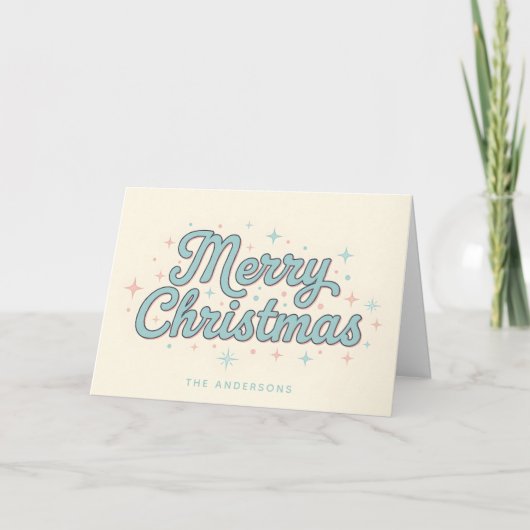 Cartes Pour Fêtes Annuelles Whimsical Starburst Script Merry Christmas (Devant)