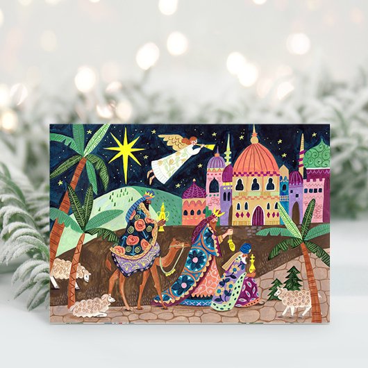 Cartes Pour Fêtes Annuelles Whimsical Three Wise Men Kings with star and gifts
