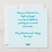 Cartes Pour Fêtes Annuelles Whimsical Tropical Christmas Lighthouse Turquoise (Dos)