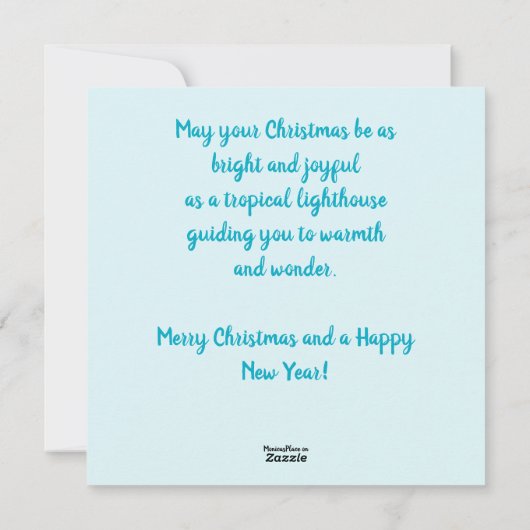 Cartes Pour Fêtes Annuelles Whimsical Tropical Christmas Lighthouse Turquoise (Dos)