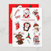 Cartes Pour Fêtes Annuelles Whimsical Winter | Holiday Greeting Set |Christmas (Devant / Derrière)