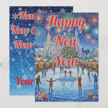 Whimsical Winter Wonderland Fireworks Holiday Card