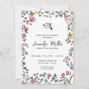 Cartes Pour Fêtes Annuelles Whimsicalblooms dessinés à la main Graduation Part