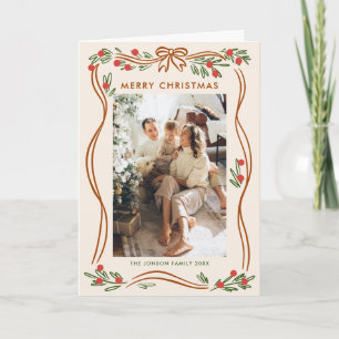 Cartes Pour Fêtes Annuelles Whimss5 Photo Boho Beige Christmas Bow Ribbon